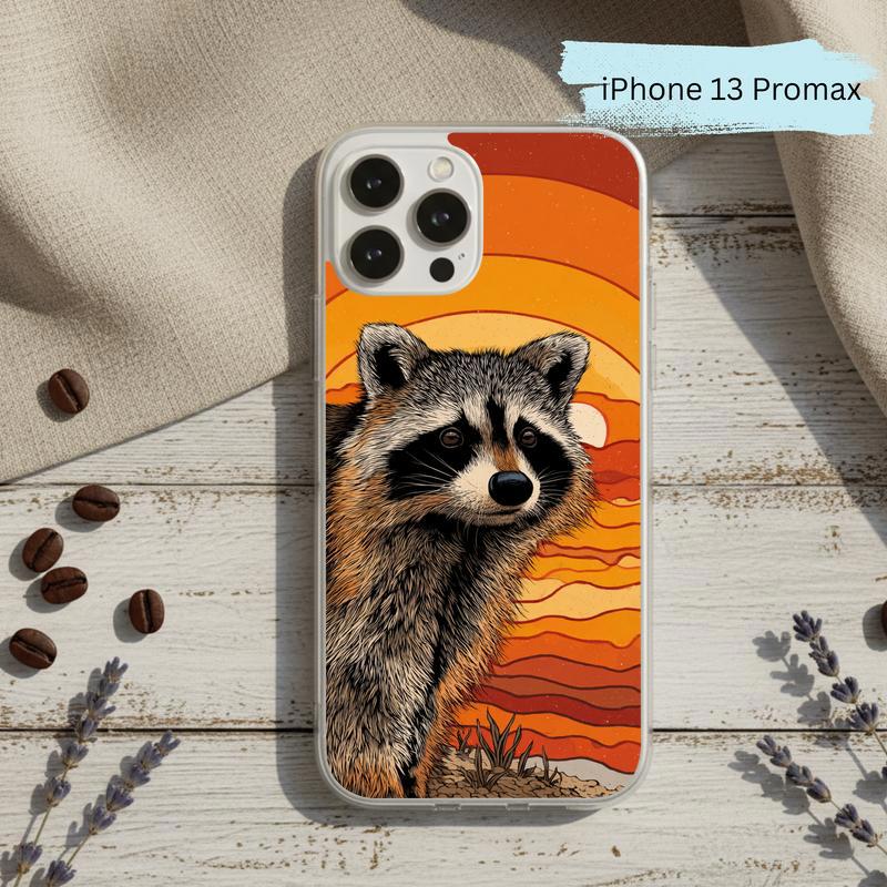 Hippy Groovy Sunset Vintage Southern Raccoon Phone Case IPhone