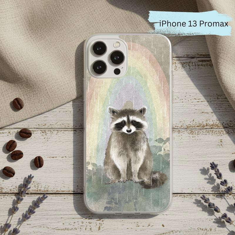 Rainbow Rainy Day Raccoon Calm Mood Phone Case IPhone