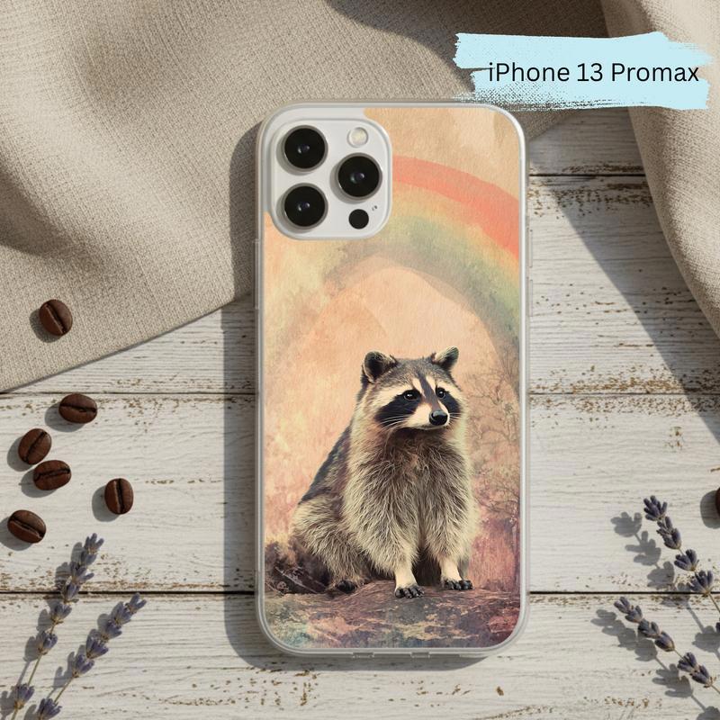 Rainbow Rainy Day Raccoon Vintage Calm Phone Case IPhone Rainbow Rainy Day Raccoon Vintage Calm Phone Case IPhone