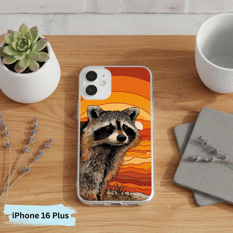 Hippy Groovy Sunset Vintage Southern Raccoon Phone Case IPhone