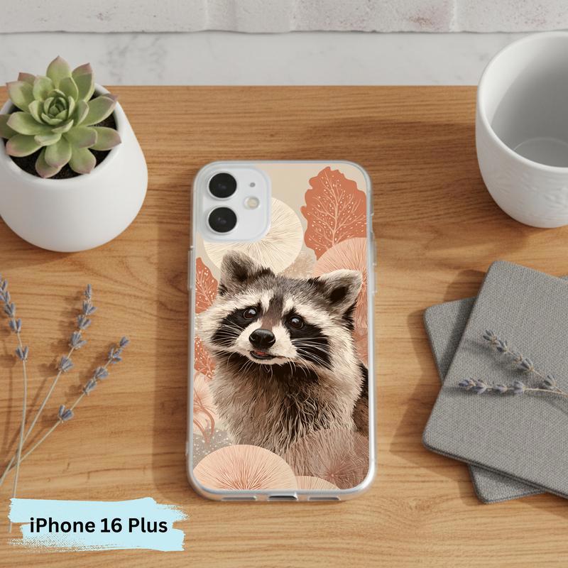 Kawaii Meme Raccoon Boho Bloom Portrait Phone Case IPhone