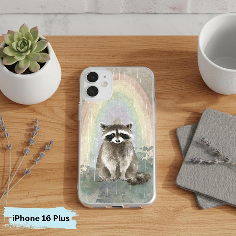 Rainbow Rainy Day Raccoon Calm Mood Phone Case IPhone