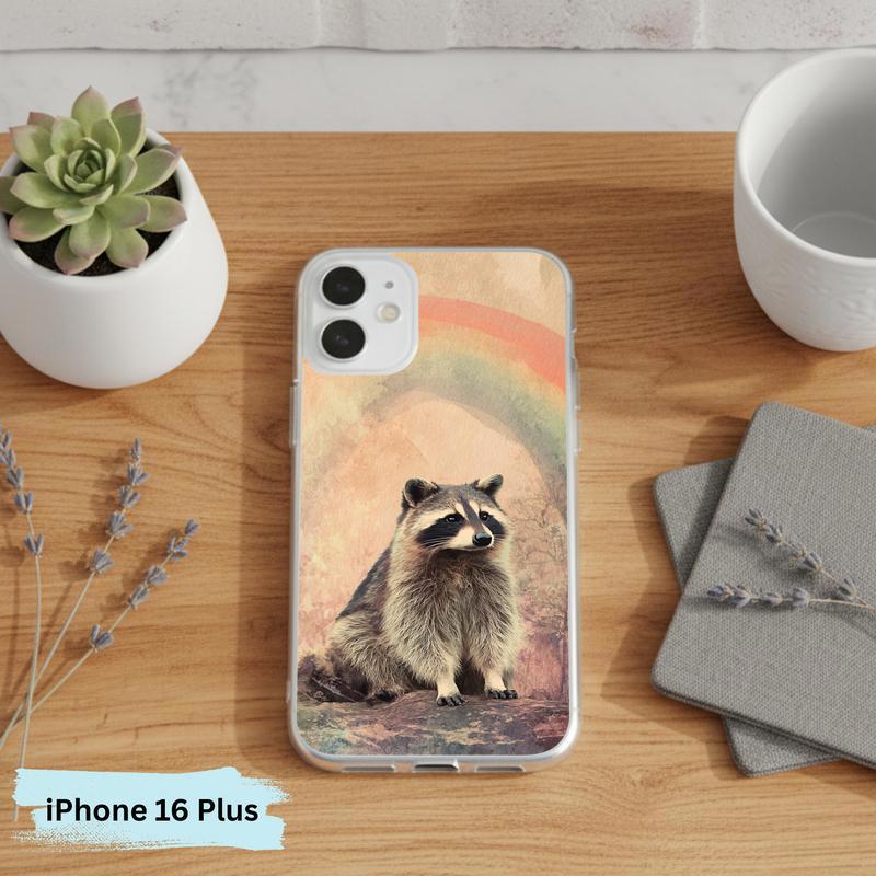 Rainbow Rainy Day Raccoon Vintage Calm Phone Case IPhone Rainbow Rainy Day Raccoon Vintage Calm Phone Case IPhone