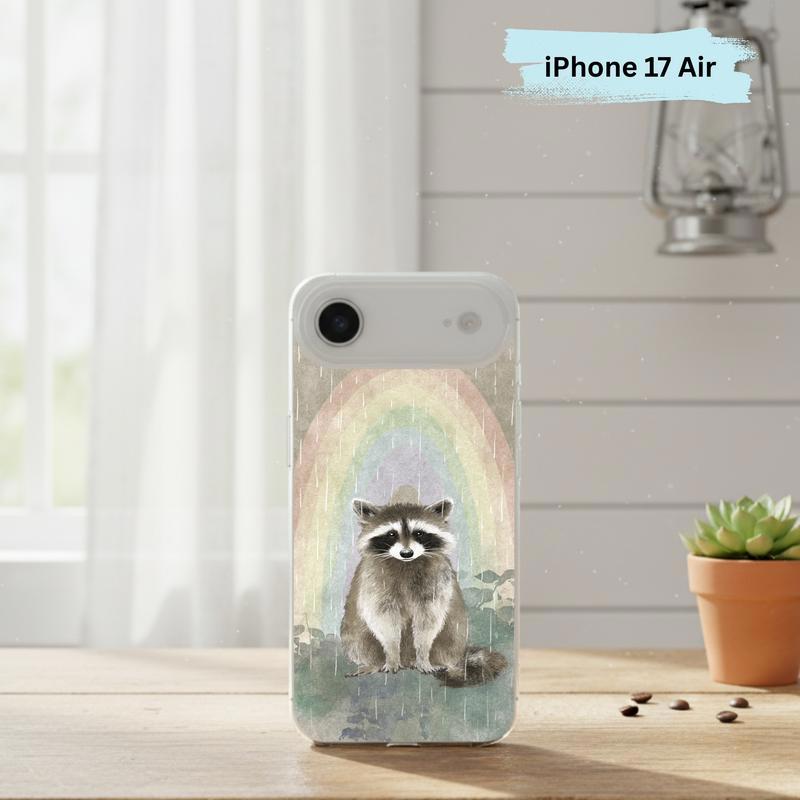Rainbow Rainy Day Raccoon Calm Mood Phone Case IPhone