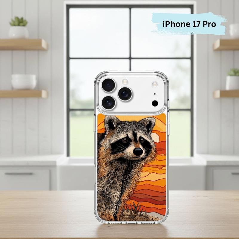Hippy Groovy Sunset Vintage Southern Raccoon Phone Case IPhone