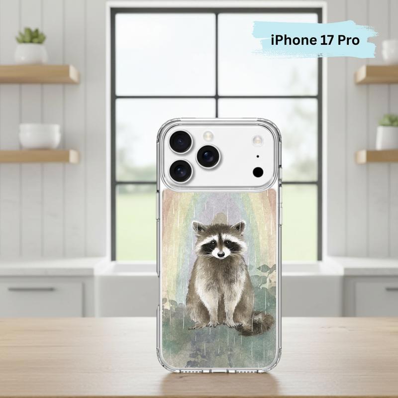 Rainbow Rainy Day Raccoon Calm Mood Phone Case IPhone