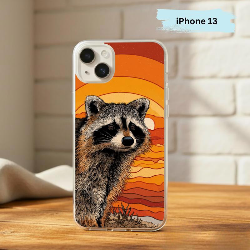 Hippy Groovy Sunset Vintage Southern Raccoon Phone Case IPhone