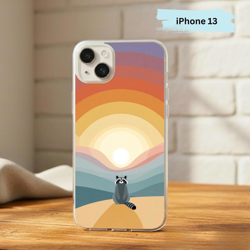 Pastel Rainbow Raccoon With Dreamscape Phone Case IPhone Pastel Rainbow Raccoon With Dreamscape Phone Case IPhone
