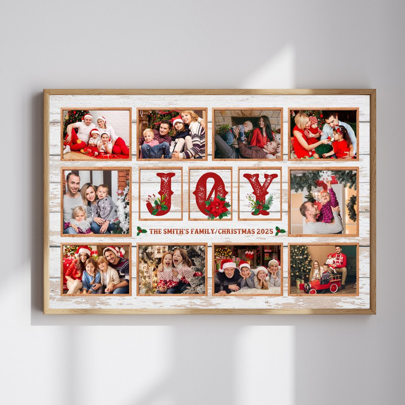 Holiday JOY Photo Collage Canvas Gift for Family - Mom & Dad | Familywalldecor