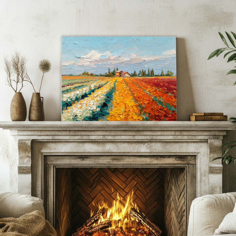 autumn landscape canvas wall art showcasing soft harvest colors, enhancing laundry room decor with a tranquil fall look