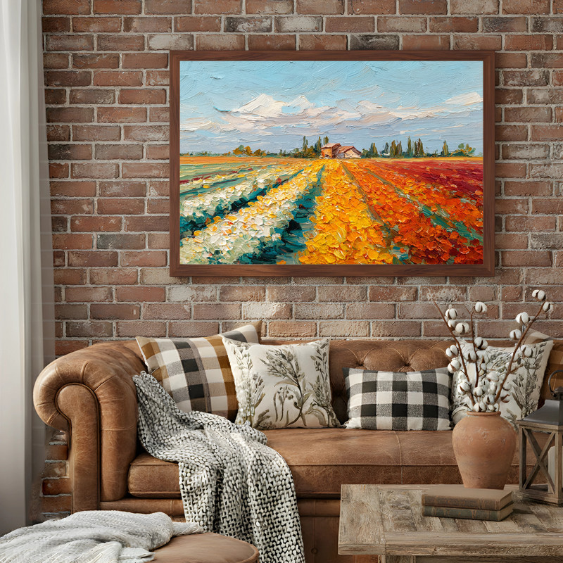 autumn landscape canvas wall art in earthy harvest tones, designed to elevate laundry room decor with serene seasonal charm