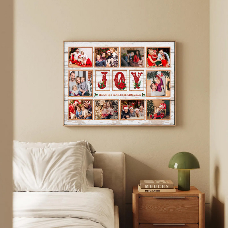Holiday JOY Photo Collage Canvas Gift for Family - Mom & Dad