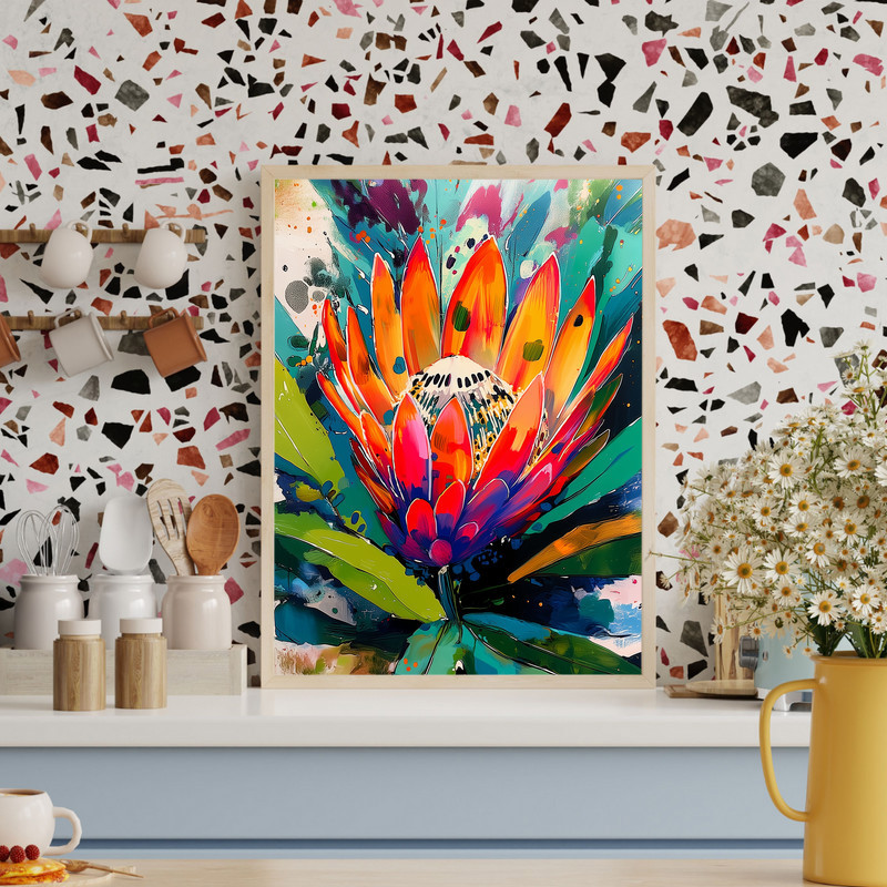 King Protea In Full Bloom Canvas Wall Art