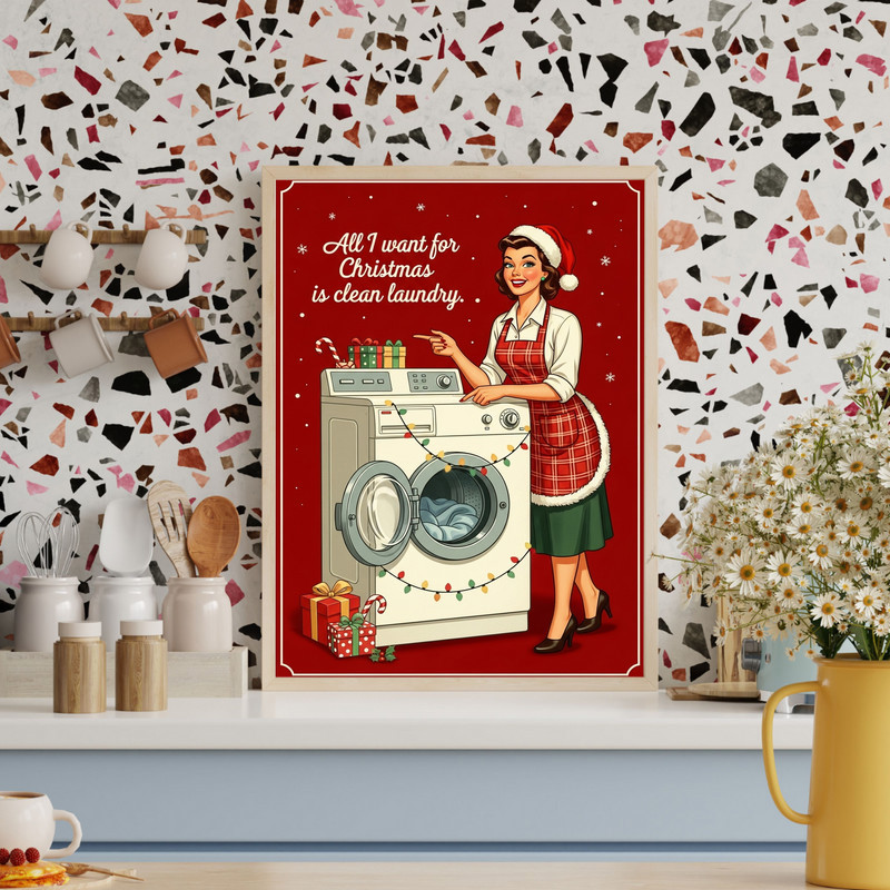 Retro Christmas Laundry – Vintage 50s Style Laundry Room Decor Canvas Wall Art Retro Christmas Laundry – Vintage 50s Style Laundry Room Decor Canvas Wall Art