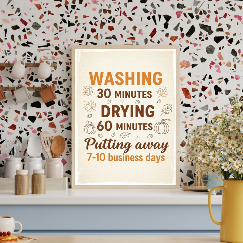 Thanksgiving Laundry Instructions – Holiday Laundry Room Decor Canvas Wall Art