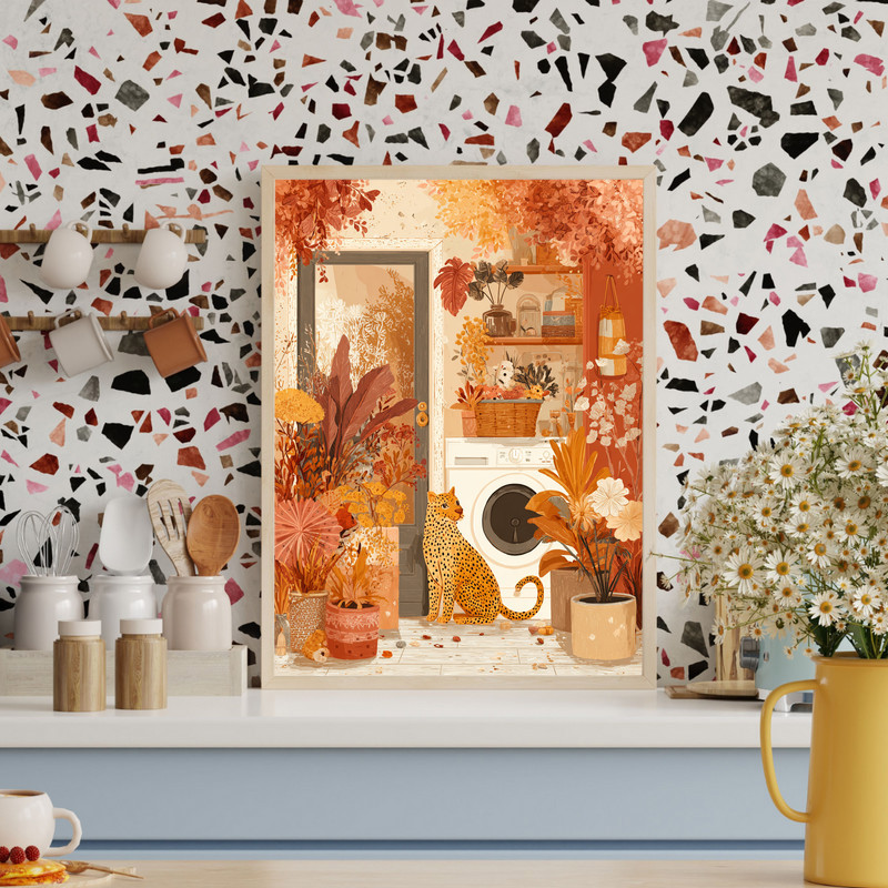 Whimsical Cozy Laundry Room With Cheetah Decor – Laundry Room Decor Canvas Wall Art