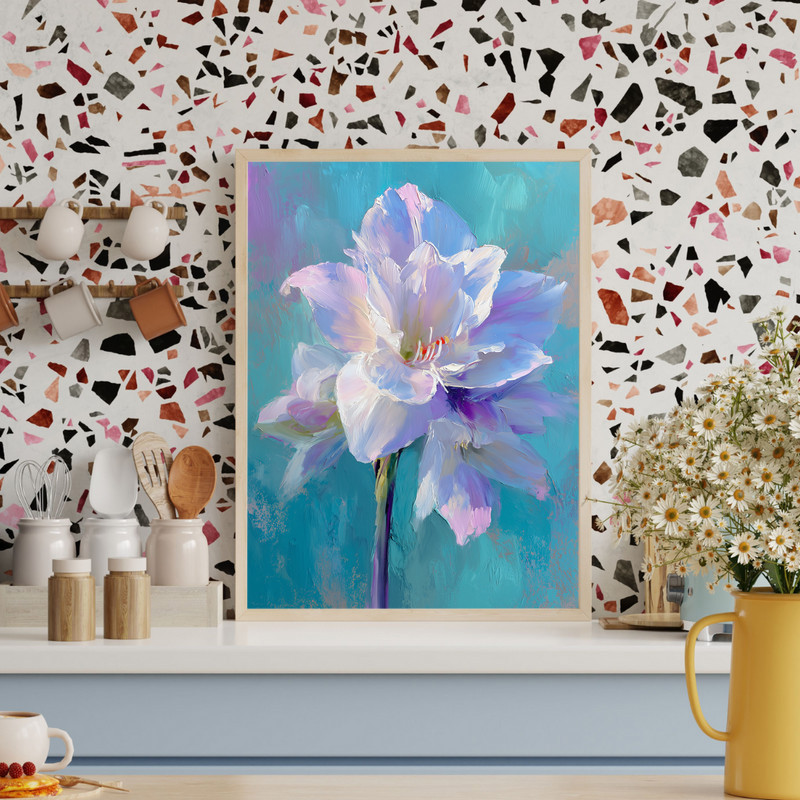 White Amaryllis Portrait, Dreamy Oil Painting Canvas Wall Art White Amaryllis Portrait, Dreamy Oil Painting Canvas Wall Art