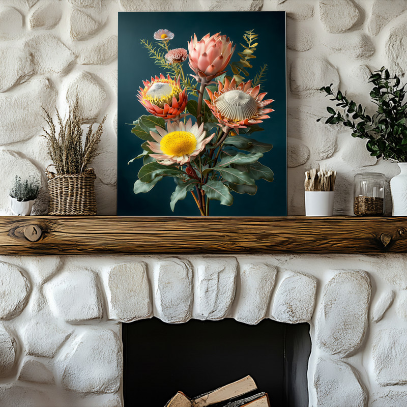 Botanical Realism Protea Canvas Wall Art