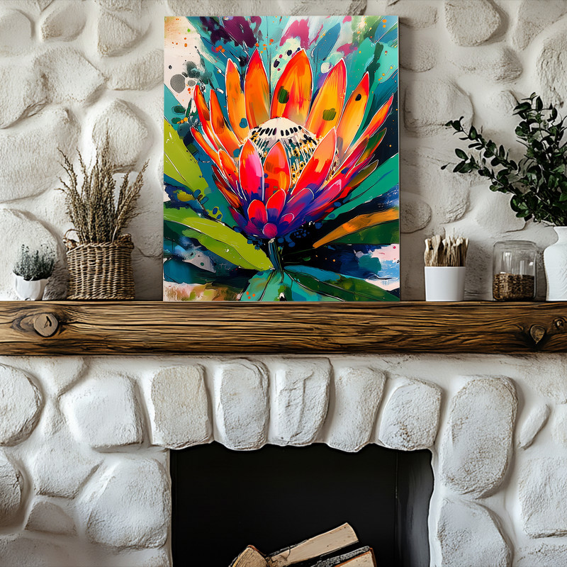 King Protea In Full Bloom Canvas Wall Art