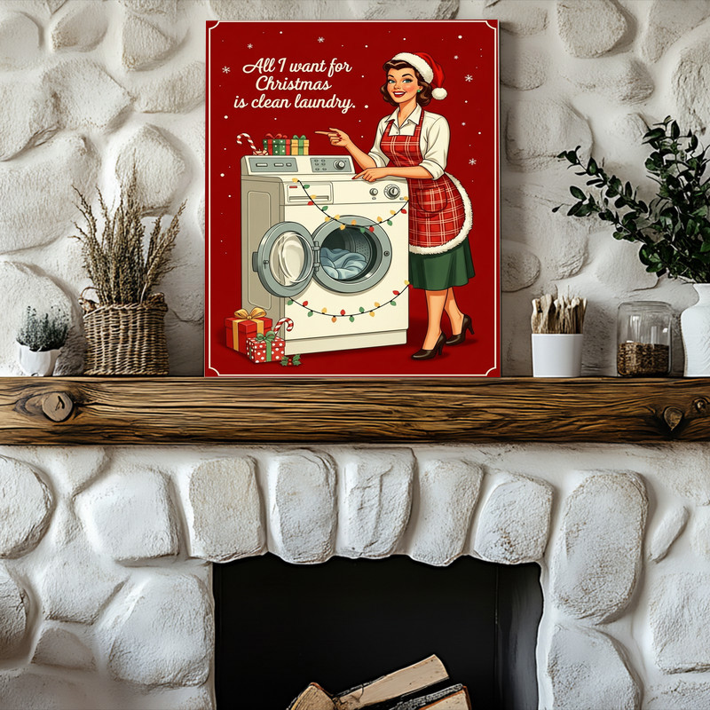 Retro Christmas Laundry – Vintage 50s Style Laundry Room Decor Canvas Wall Art Retro Christmas Laundry – Vintage 50s Style Laundry Room Decor Canvas Wall Art