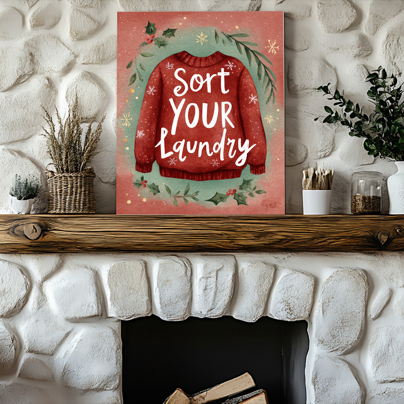 Sort Your Laundry – Holiday Cheer Christmas Laundry Room Decor Canvas Wall Art