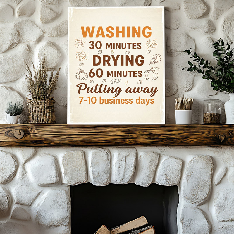 Thanksgiving Laundry Instructions – Holiday Laundry Room Decor Canvas Wall Art