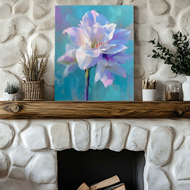 White Amaryllis Portrait, Dreamy Oil Painting Canvas Wall Art White Amaryllis Portrait, Dreamy Oil Painting Canvas Wall Art