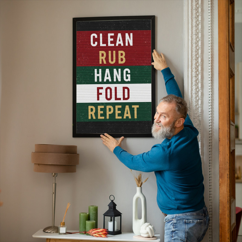 Christmas Laundry Decor – Clean Rub Hang Fold Repeat Laundry Room Decor Canvas Wall Art