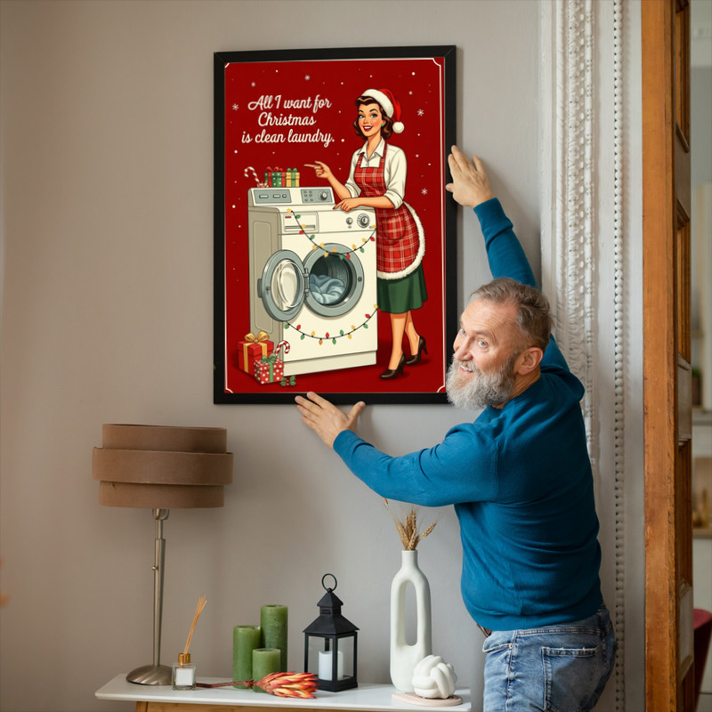 Retro Christmas Laundry – Vintage 50s Style Laundry Room Decor Canvas Wall Art Retro Christmas Laundry – Vintage 50s Style Laundry Room Decor Canvas Wall Art