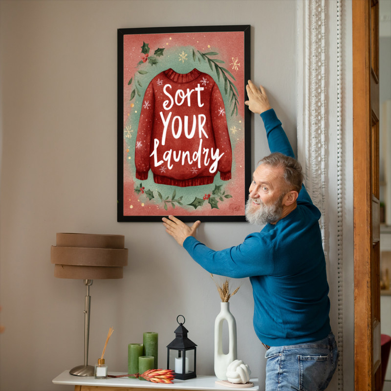 Sort Your Laundry – Holiday Cheer Christmas Laundry Room Decor Canvas Wall Art