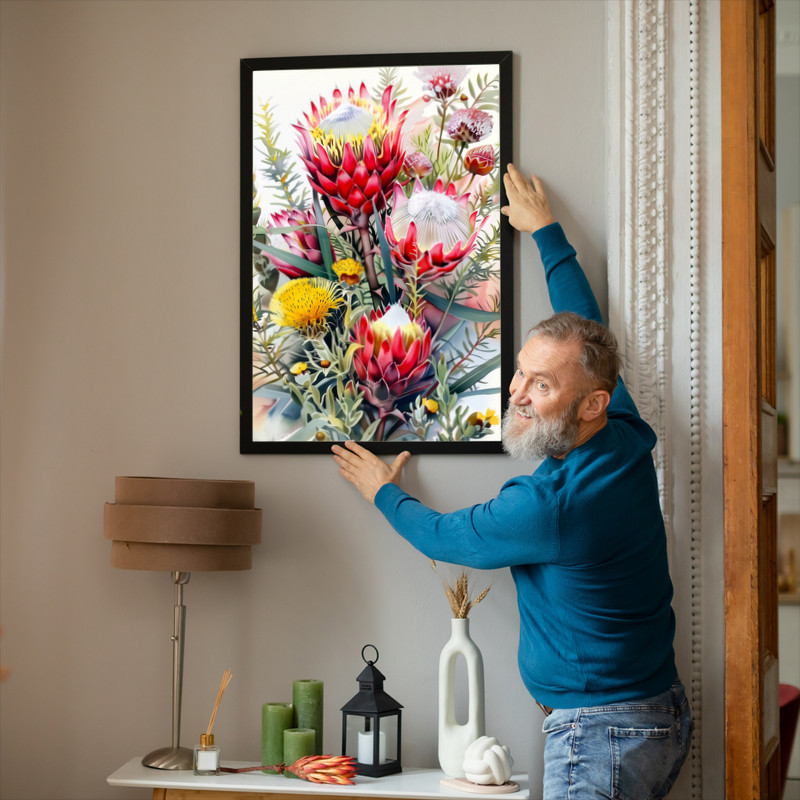 Vintage King Protea Bouquet Canvas Wall Art