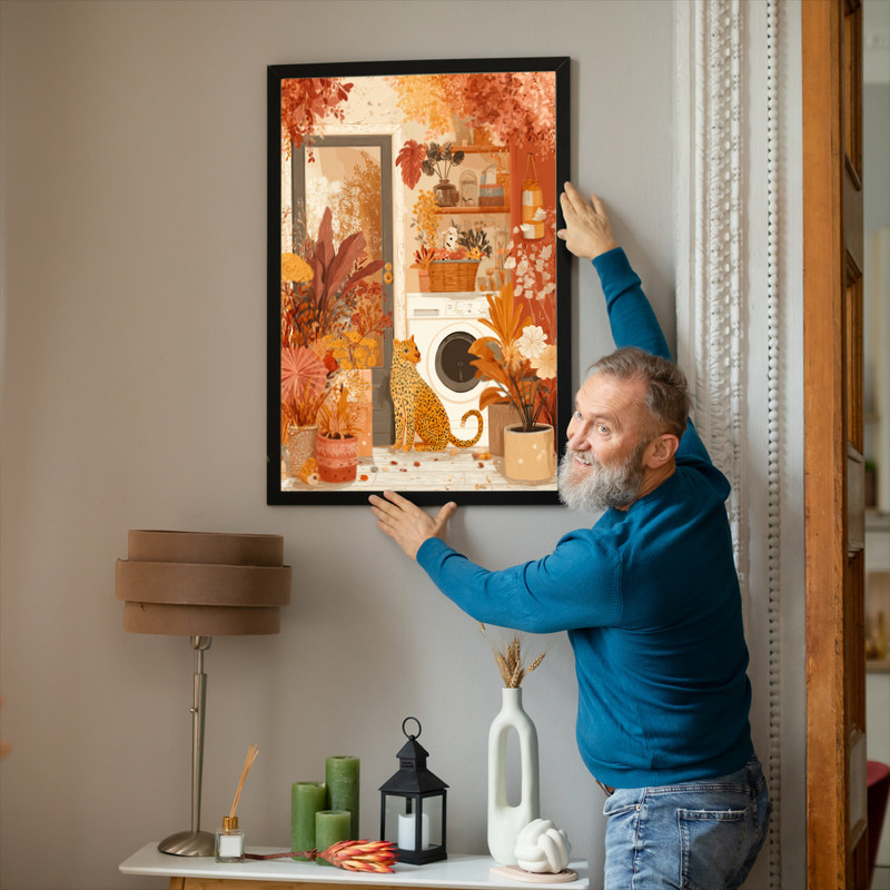 Whimsical Cozy Laundry Room With Cheetah Decor – Laundry Room Decor Canvas Wall Art