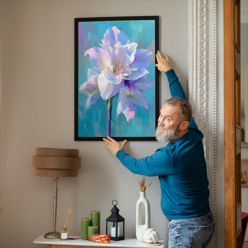 White Amaryllis Portrait, Dreamy Oil Painting Canvas Wall Art White Amaryllis Portrait, Dreamy Oil Painting Canvas Wall Art