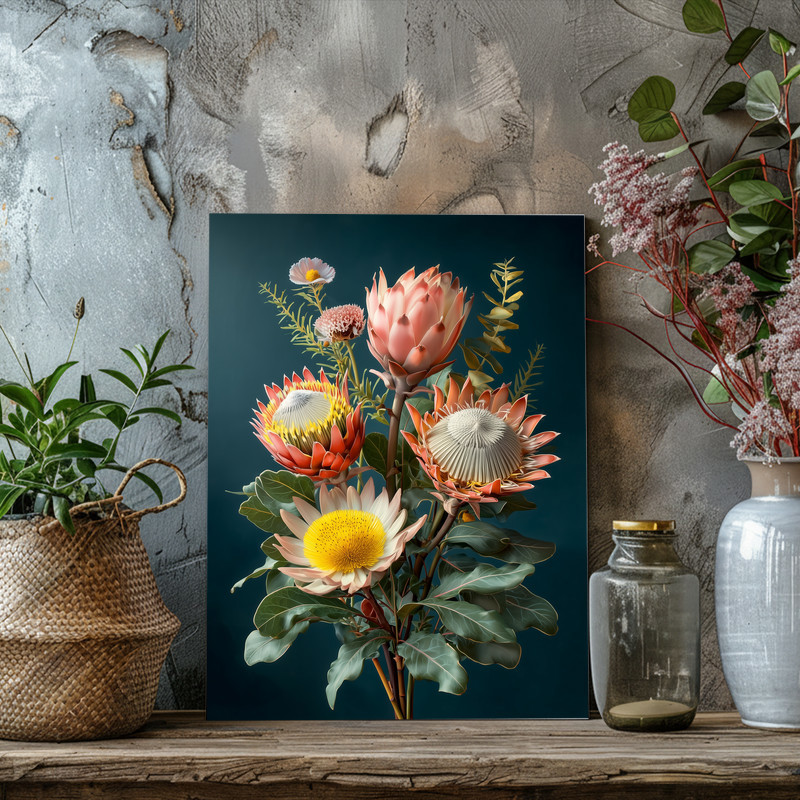 Botanical Realism Protea Canvas Wall Art