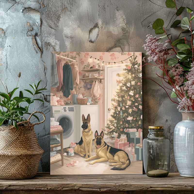 Holiday Helpers – Christmas Laundry Room Decor Canvas Wall Art