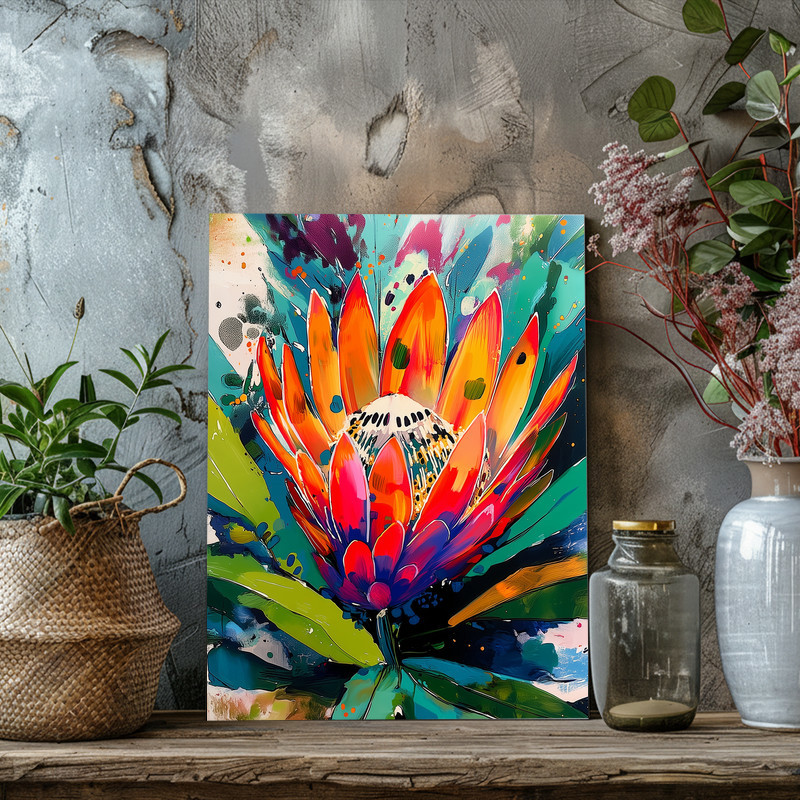 King Protea In Full Bloom Canvas Wall Art