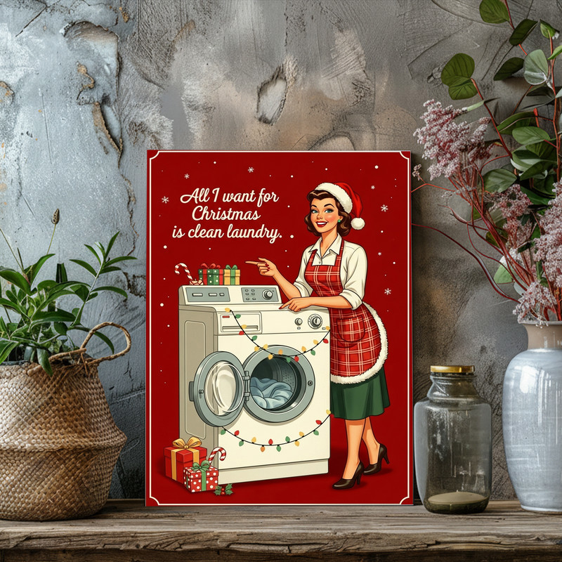 Retro Christmas Laundry – Vintage 50s Style Laundry Room Decor Canvas Wall Art Retro Christmas Laundry – Vintage 50s Style Laundry Room Decor Canvas Wall Art