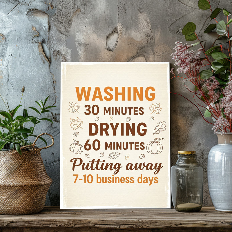 Thanksgiving Laundry Instructions – Holiday Laundry Room Decor Canvas Wall Art