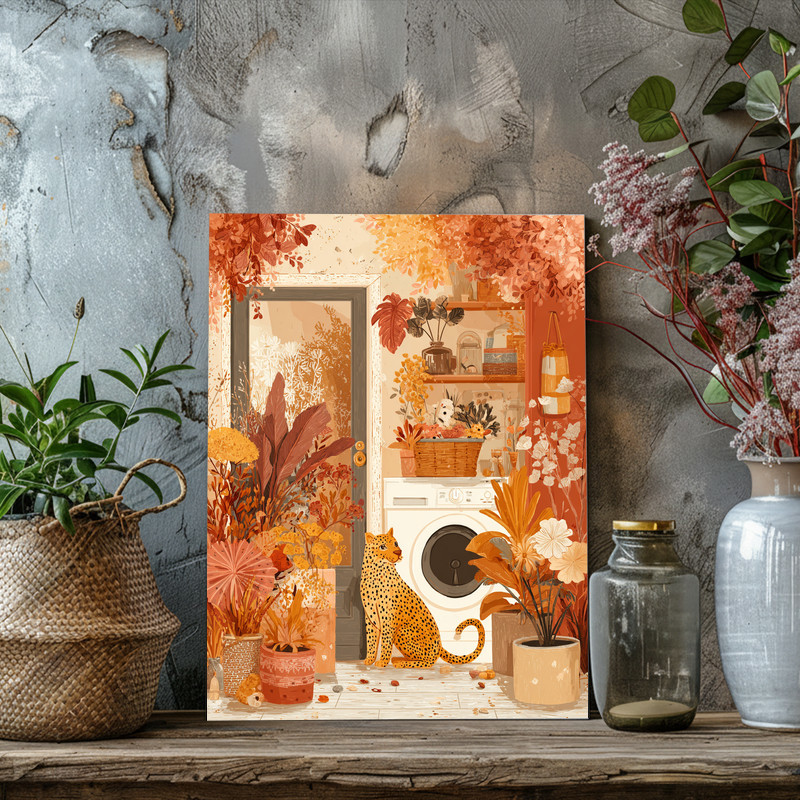 Whimsical Cozy Laundry Room With Cheetah Decor – Laundry Room Decor Canvas Wall Art