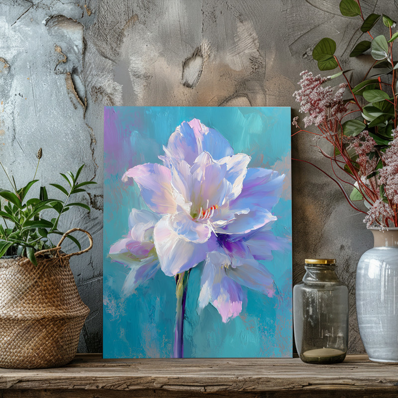 White Amaryllis Portrait, Dreamy Oil Painting Canvas Wall Art White Amaryllis Portrait, Dreamy Oil Painting Canvas Wall Art