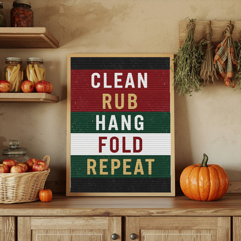 Christmas Laundry Decor – Clean Rub Hang Fold Repeat Laundry Room Decor Canvas Wall Art
