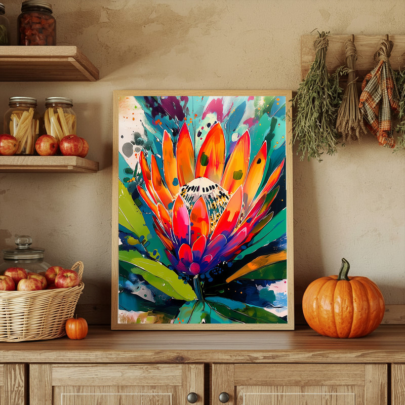 King Protea In Full Bloom Canvas Wall Art