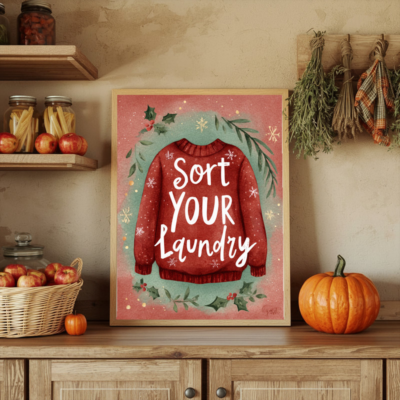 Sort Your Laundry – Holiday Cheer Christmas Laundry Room Decor Canvas Wall Art