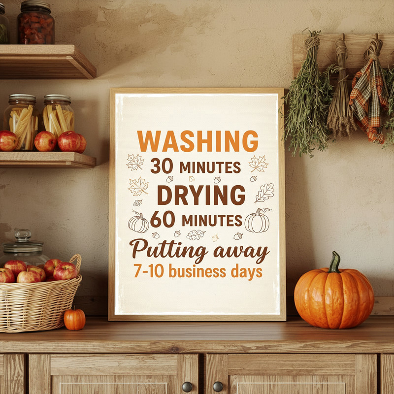 Thanksgiving Laundry Instructions – Holiday Laundry Room Decor Canvas Wall Art