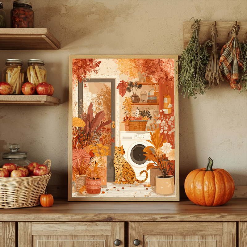 Whimsical Cozy Laundry Room With Cheetah Decor – Laundry Room Decor Canvas Wall Art