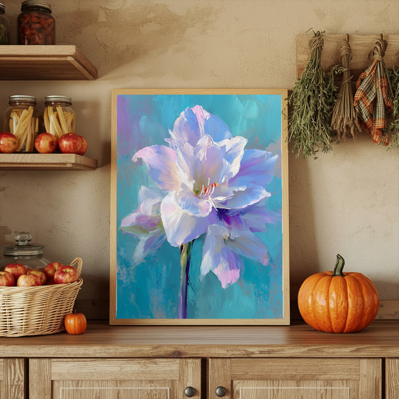 White Amaryllis Portrait, Dreamy Oil Painting Canvas Wall Art White Amaryllis Portrait, Dreamy Oil Painting Canvas Wall Art