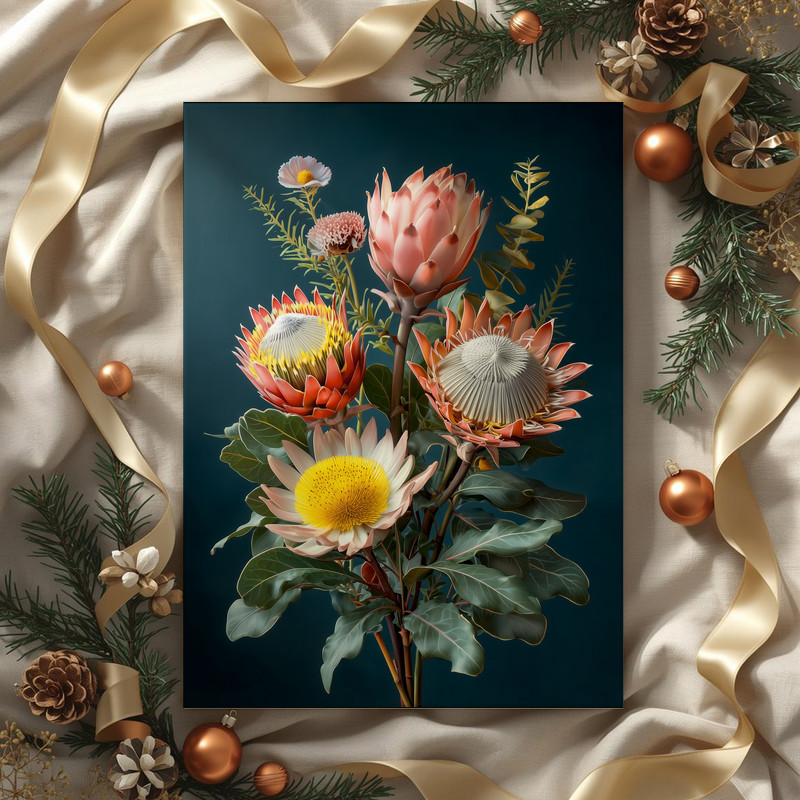 Botanical Realism Protea Canvas Wall Art