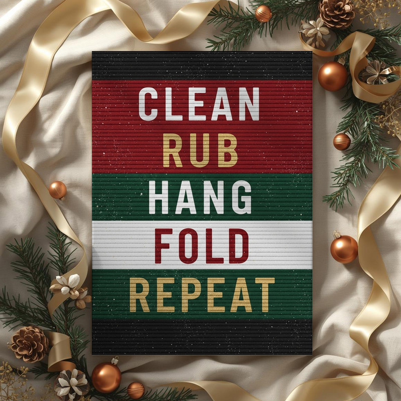 Christmas Laundry Decor – Clean Rub Hang Fold Repeat Laundry Room Decor Canvas Wall Art