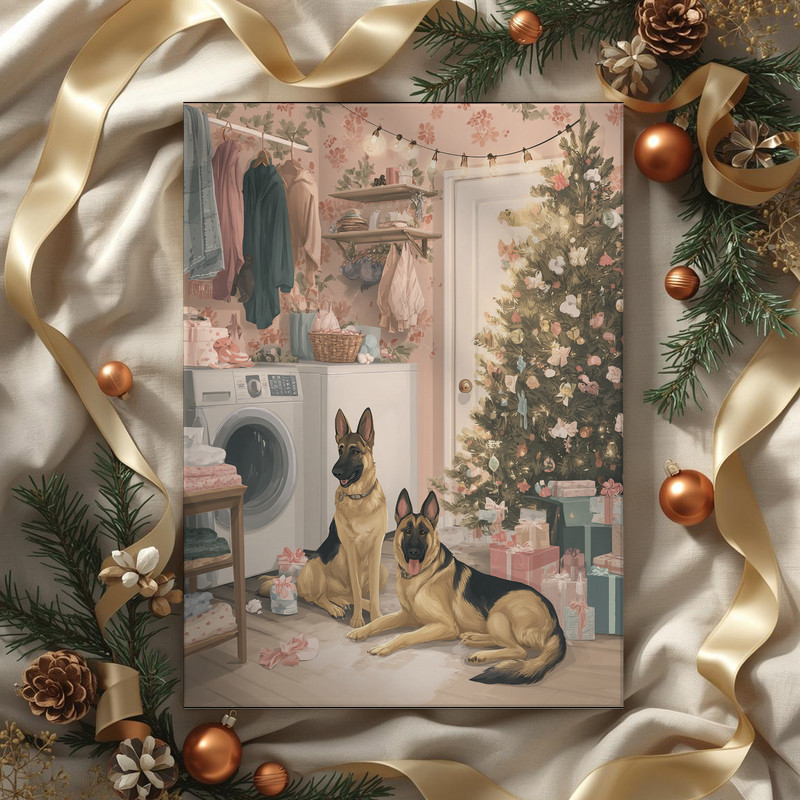 Holiday Helpers – Christmas Laundry Room Decor Canvas Wall Art