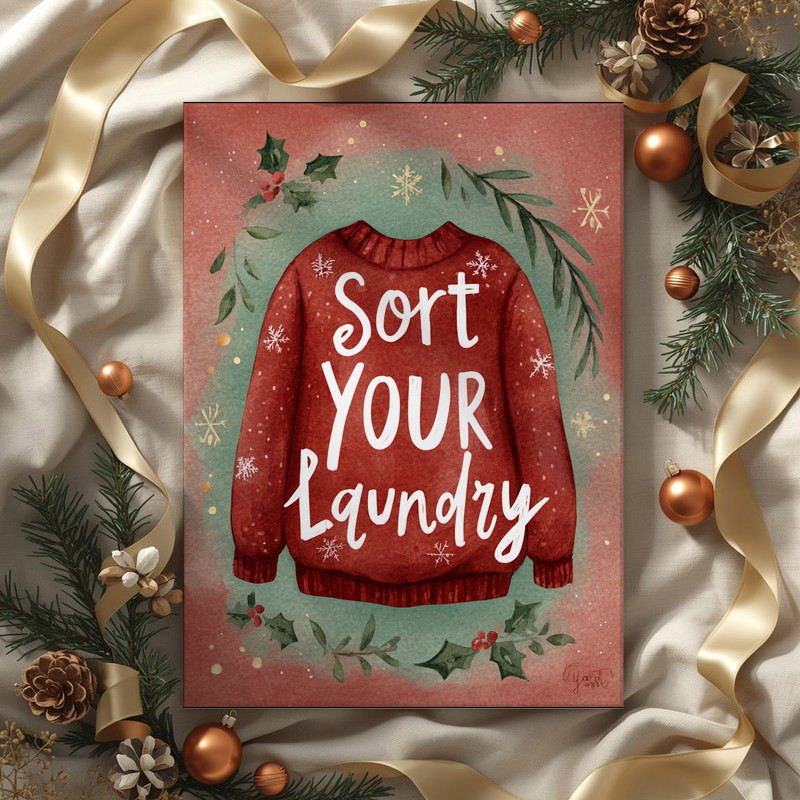 Sort Your Laundry – Holiday Cheer Christmas Laundry Room Decor Canvas Wall Art